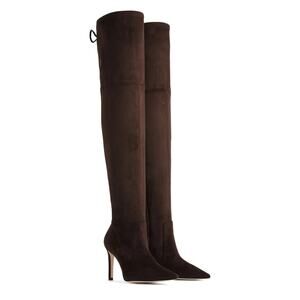 Good American The Overtime Over The Knee High Heel Suede Boot Brown Size 9.5